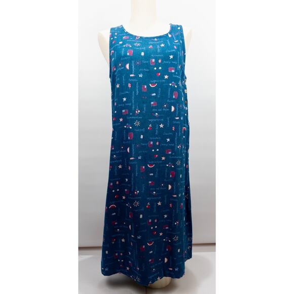 Vtg Americana Denim Dress SMALL 6-8 Jean Jumper American Flag Patriotic July 4th - Picture 2 of 13